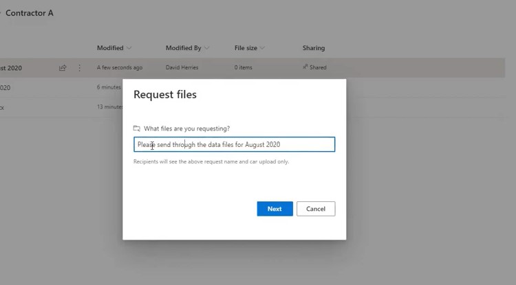 Request Files from a Forest Contractor Using Microsoft 365